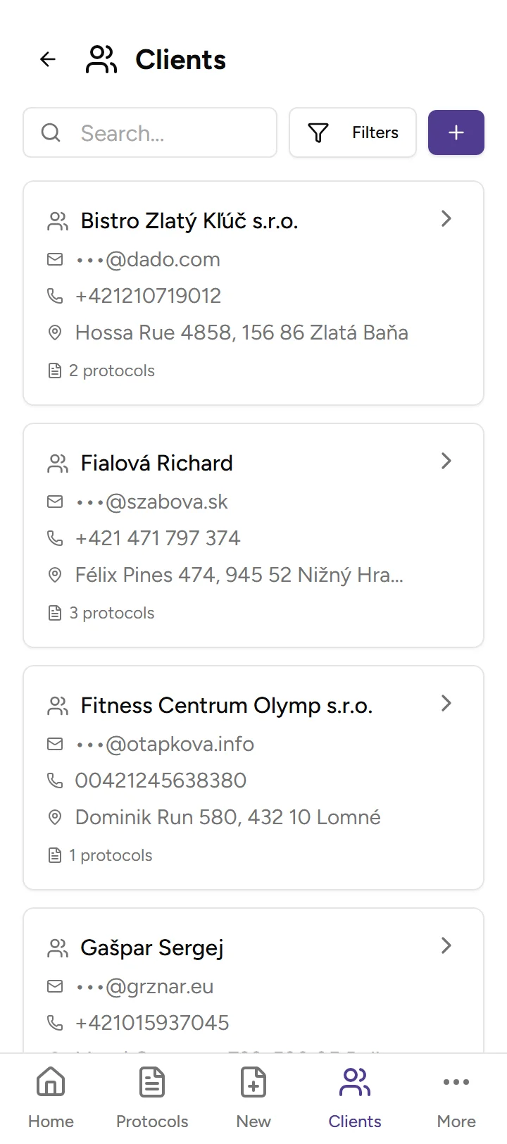 Client management - mobile