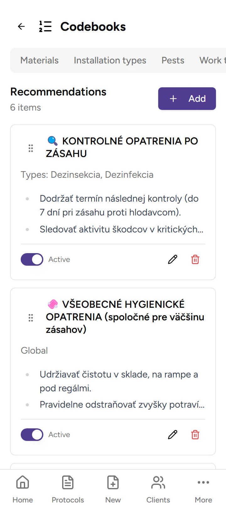 Client recommendations - mobile