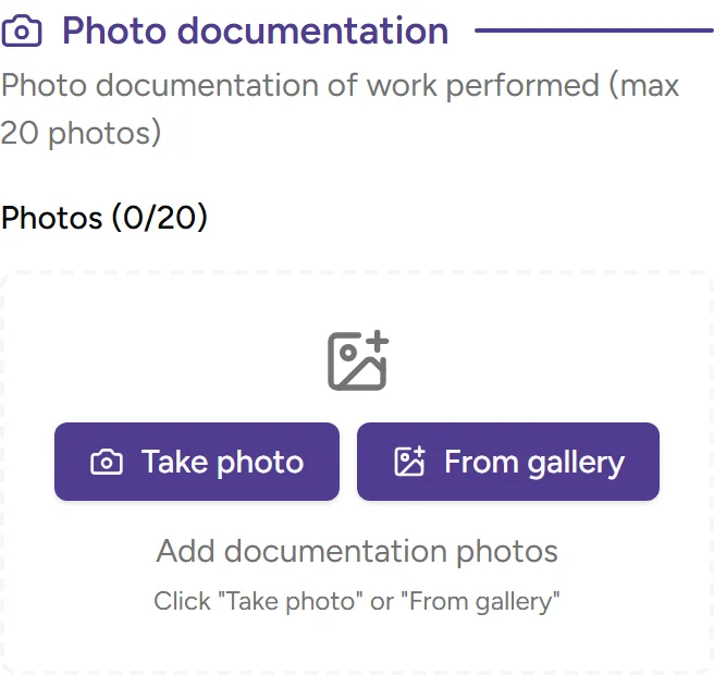 Photo documentation - mobile