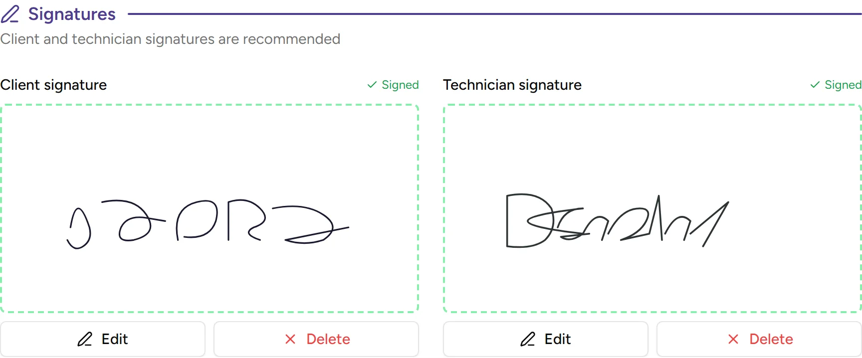On-screen signature - desktop