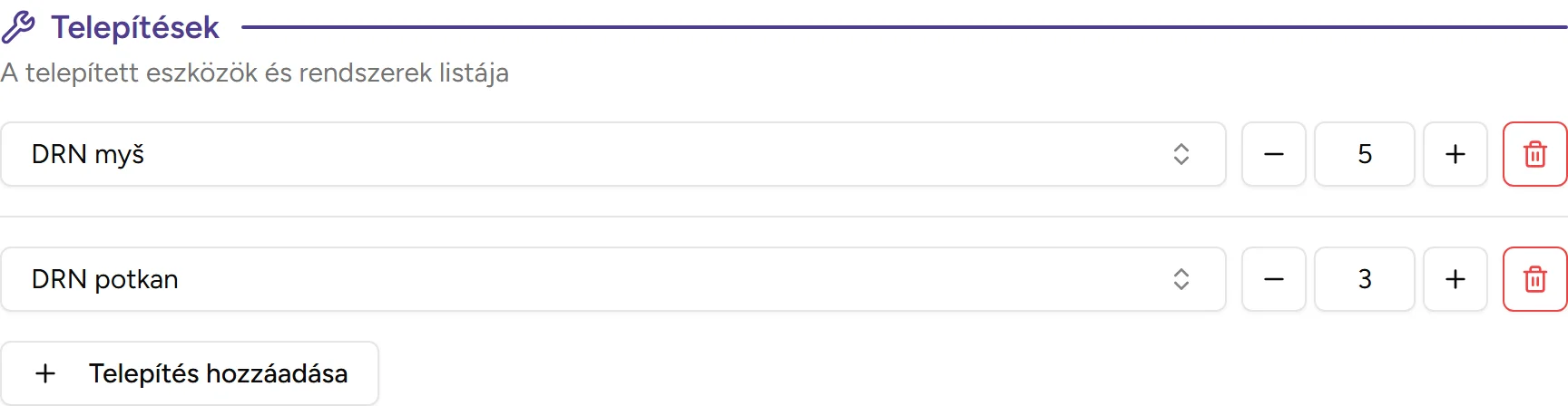 Telepítés-követés - desktop