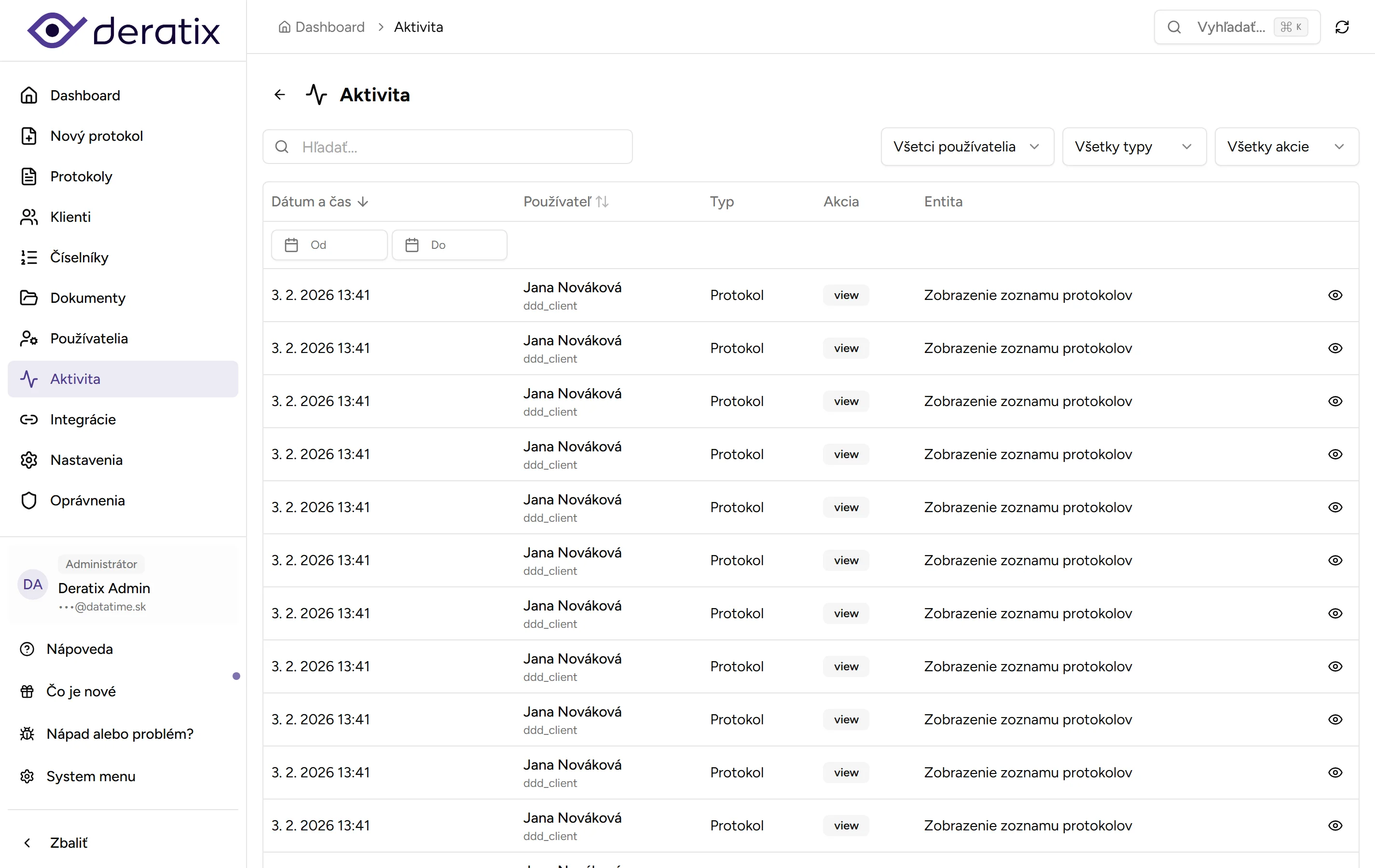História aktivít História aktivít - Desktop