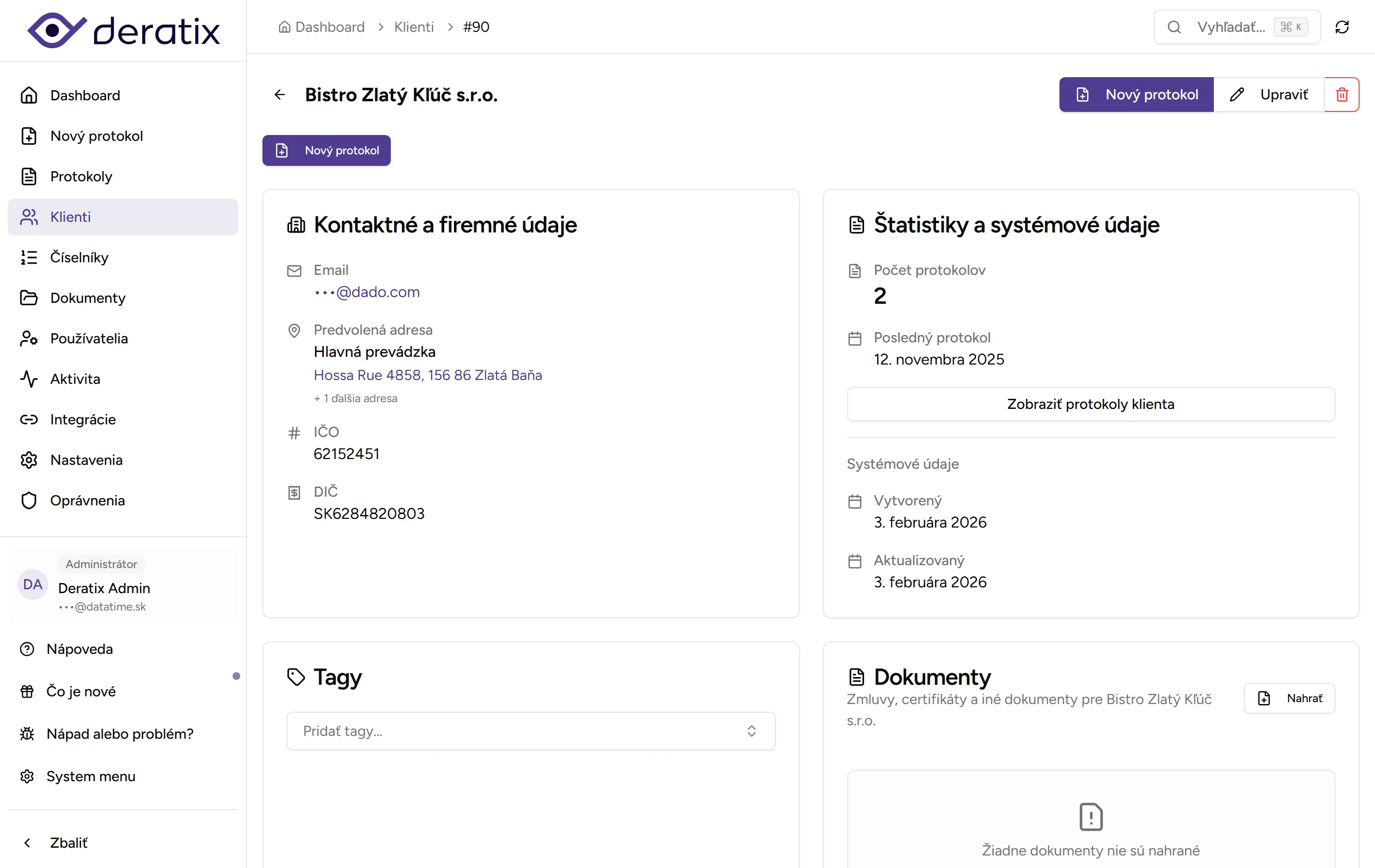 Detail klienta Detail klienta - Desktop