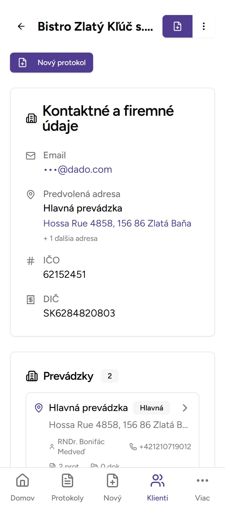 Detail klienta Detail klienta - Mobile