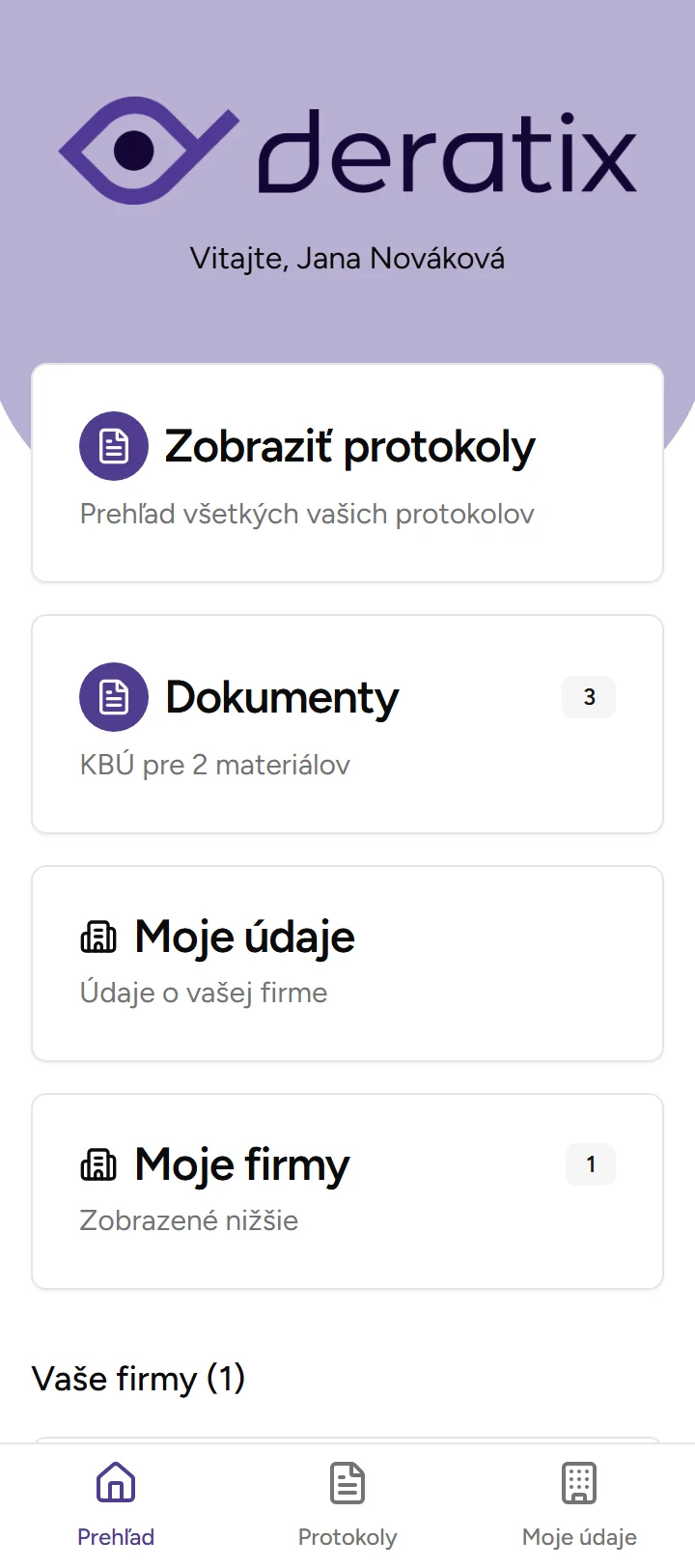 Klientský portál - Dashboard Klientský portál - Dashboard - Mobile