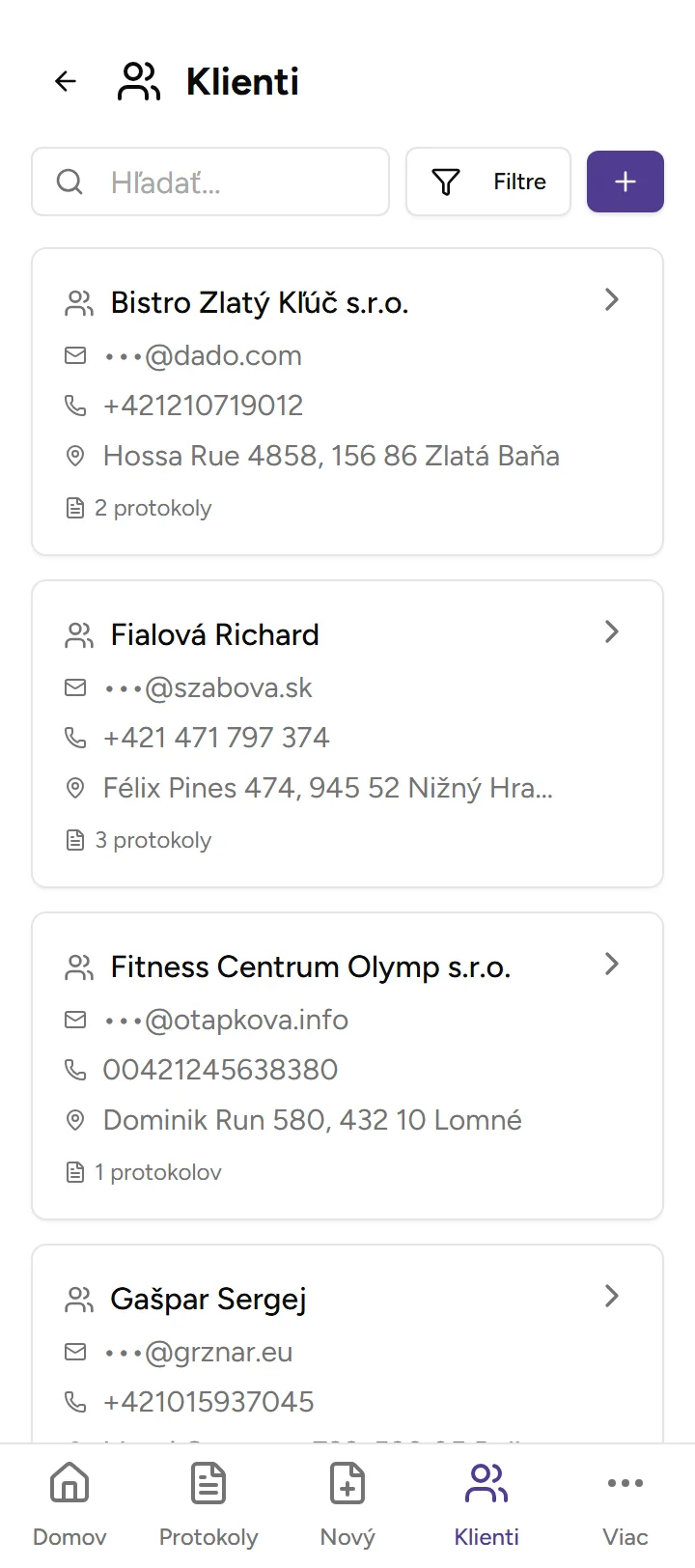 Databáza klientov Databáza klientov - Mobile
