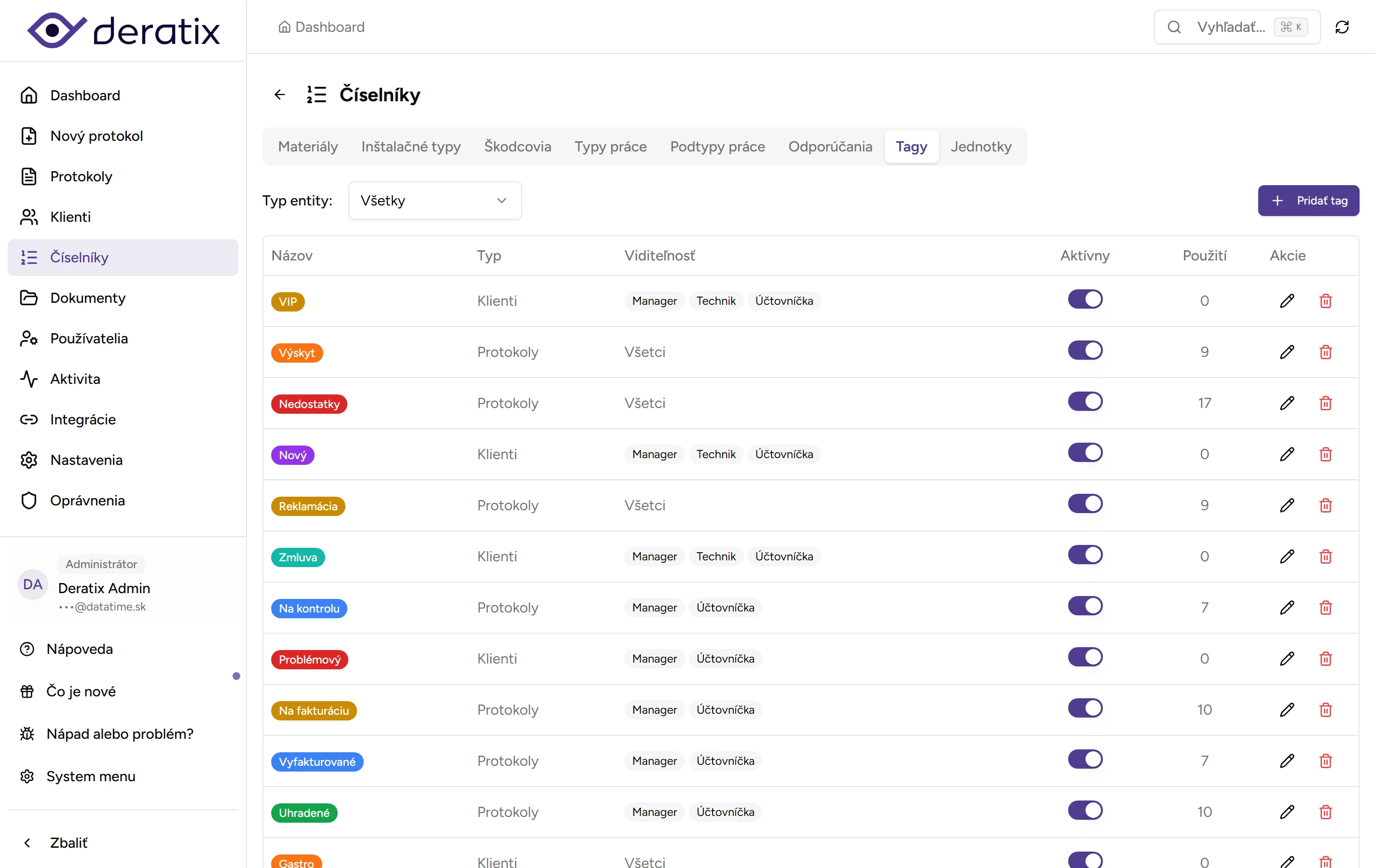 Číselník tagov Číselník tagov - Desktop