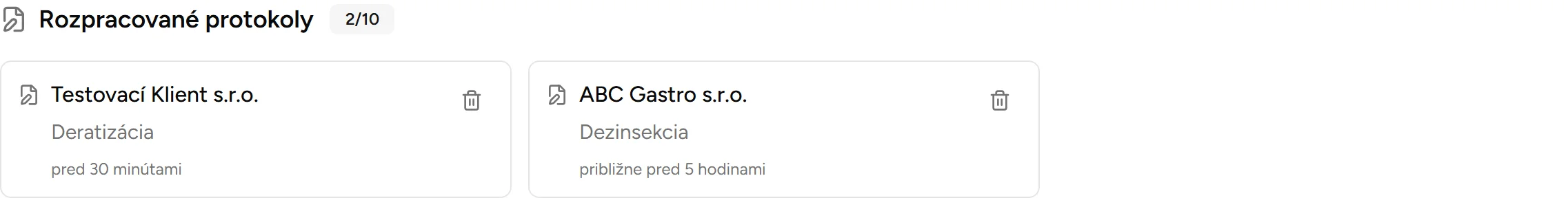 Rozpracované protokoly - Desktop