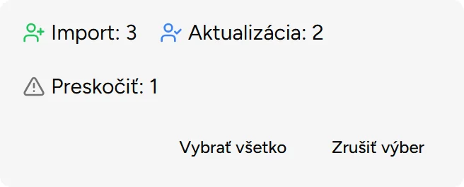 Štatistiky importu - Mobile