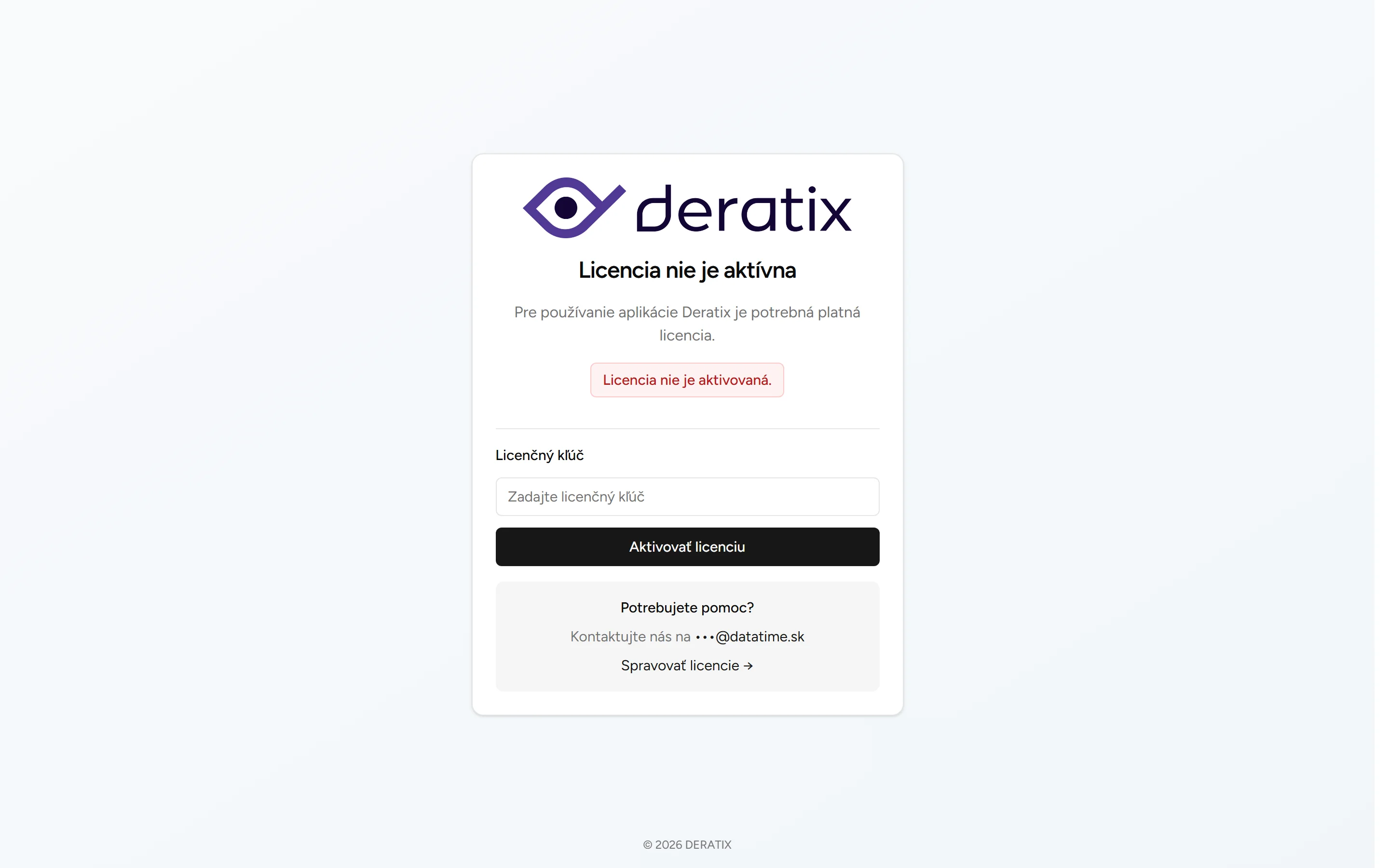 Licencia nie je aktívna - Desktop