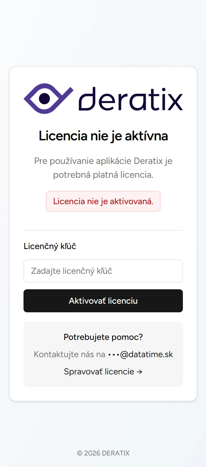 Licencia nie je aktívna - Mobile