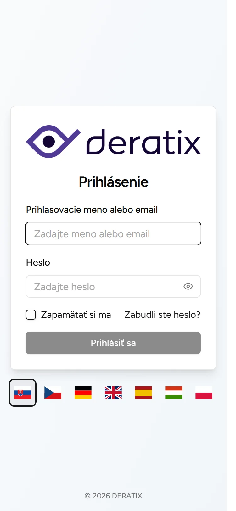 Prihlasovacia obrazovka Prihlasovacia obrazovka - Mobile