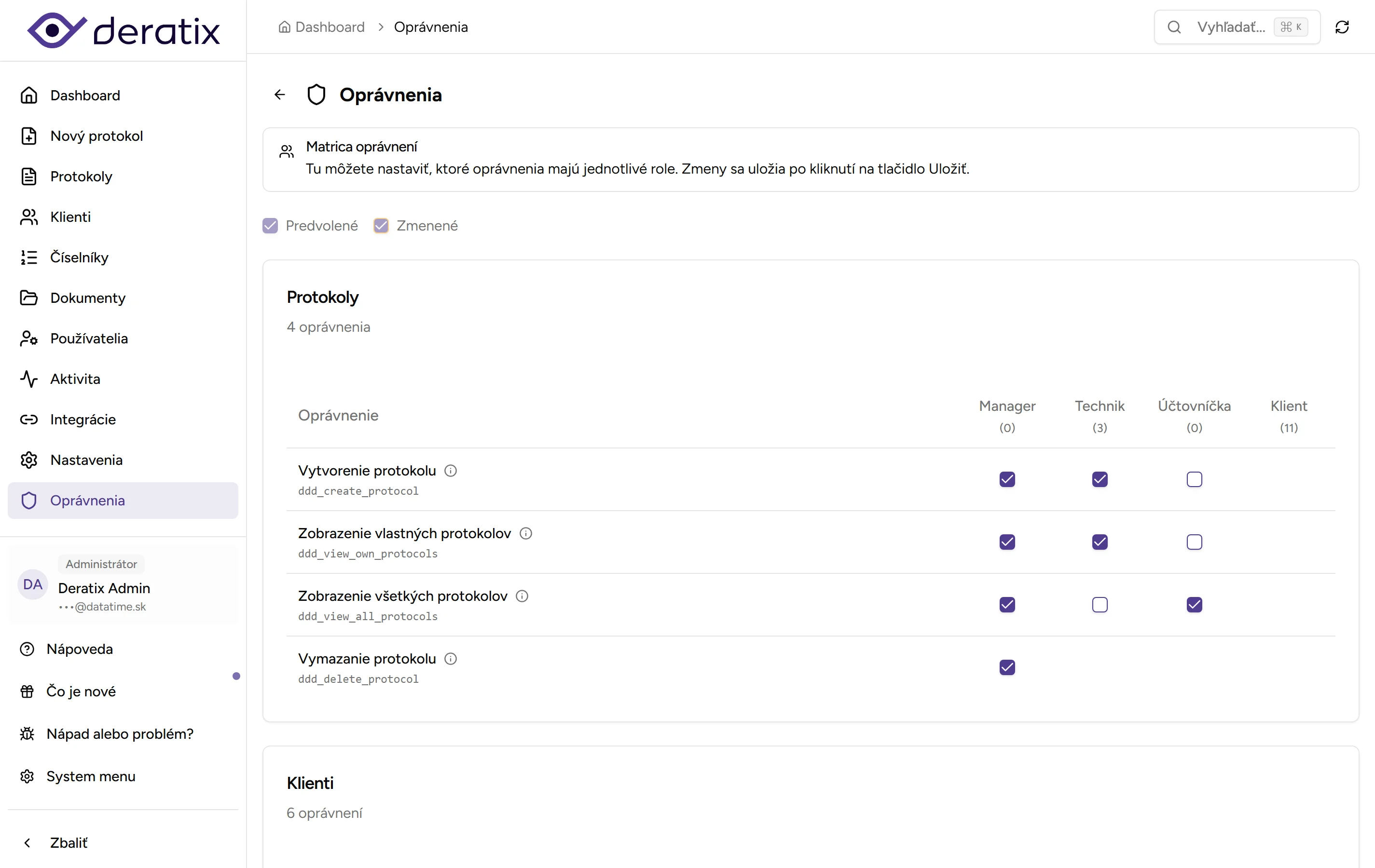 Oprávnenia a role Oprávnenia a role - Desktop