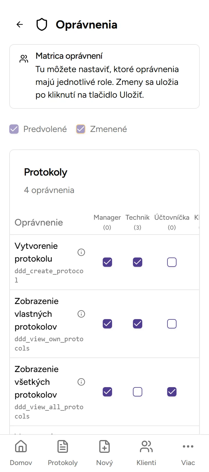 Oprávnenia a role Oprávnenia a role - Mobile