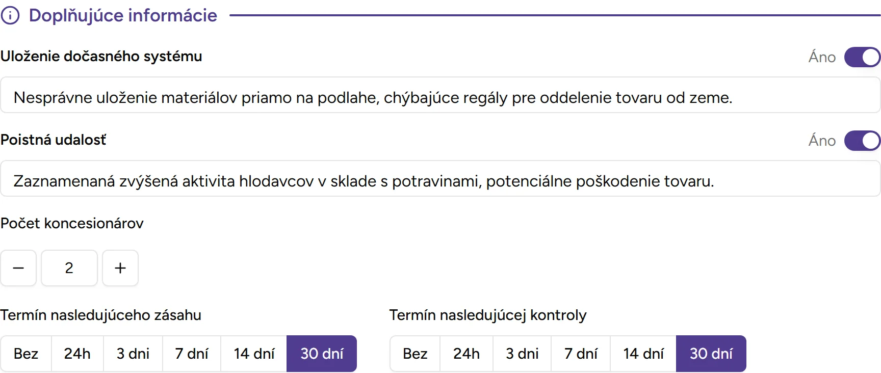 Sekcia doplňujúcich informácií Sekcia doplňujúcich informácií - Desktop