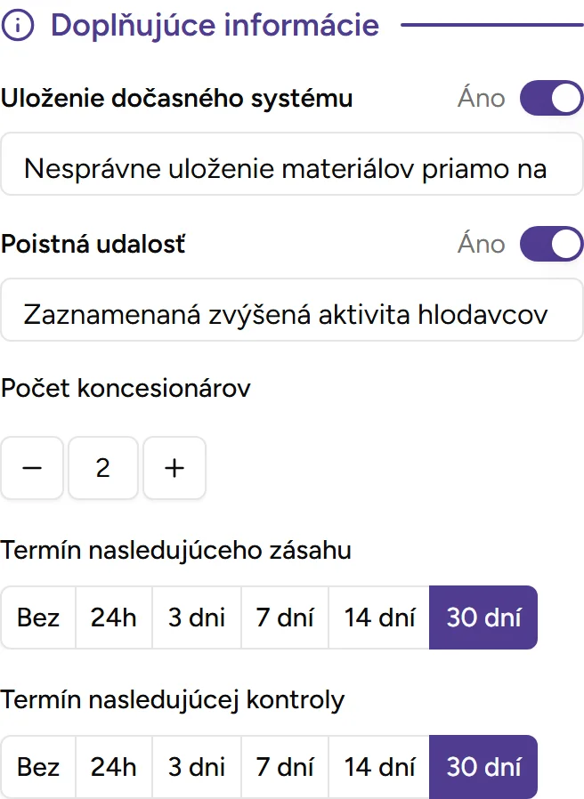 Sekcia doplňujúcich informácií Sekcia doplňujúcich informácií - Mobile