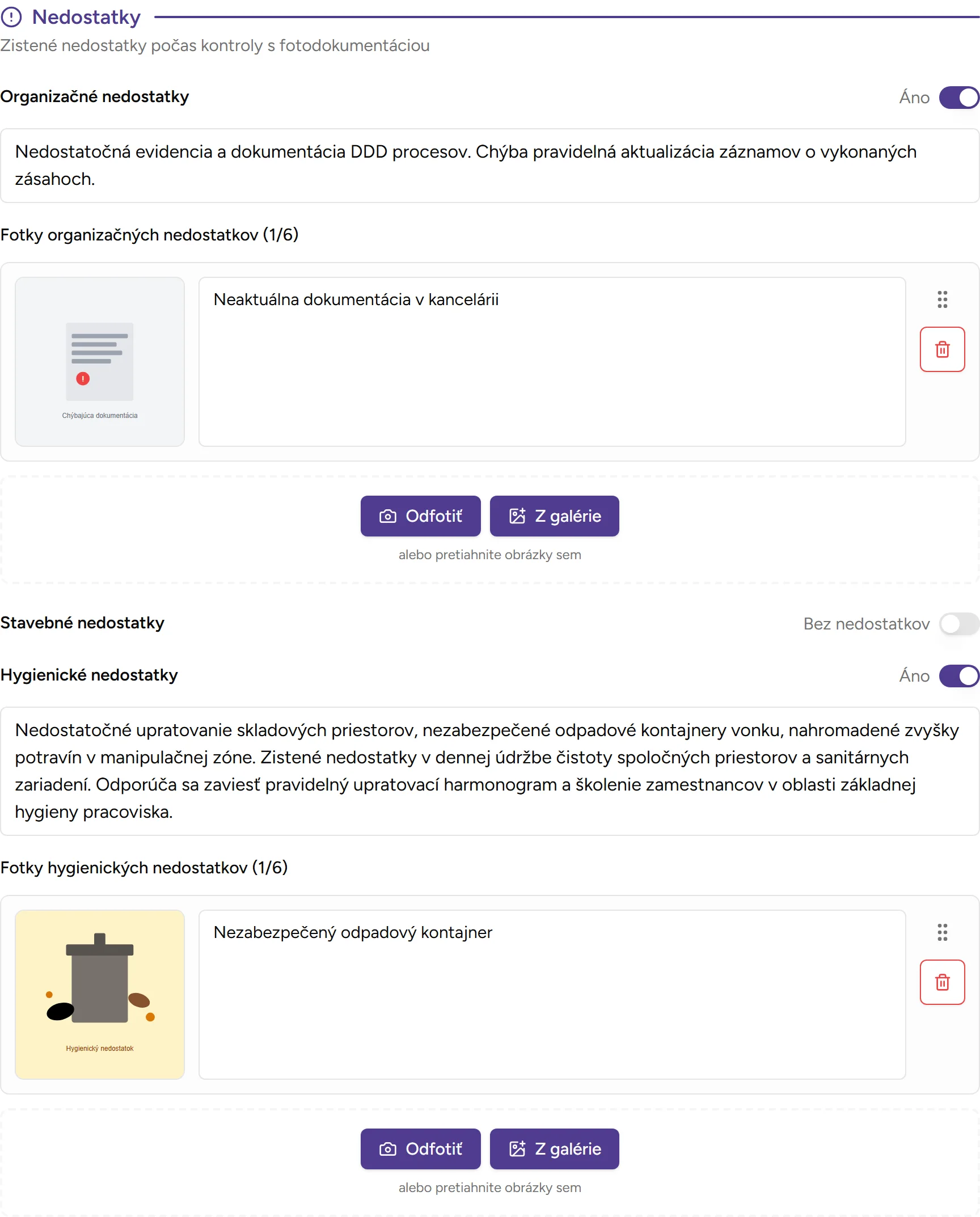 Sekcia nedostatkov Sekcia nedostatkov - Desktop
