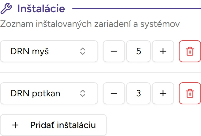 Sekcia inštalácií Sekcia inštalácií - Mobile
