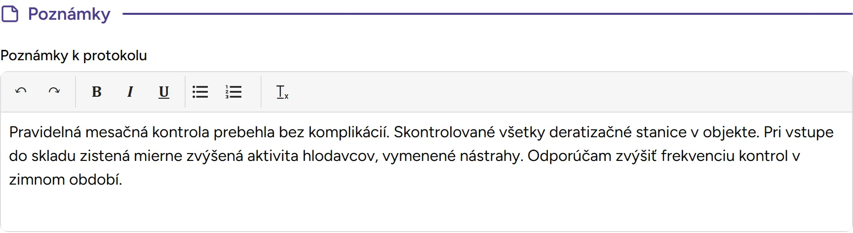 Sekcia poznámok Sekcia poznámok - Desktop