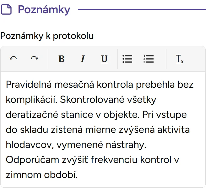 Sekcia poznámok Sekcia poznámok - Mobile