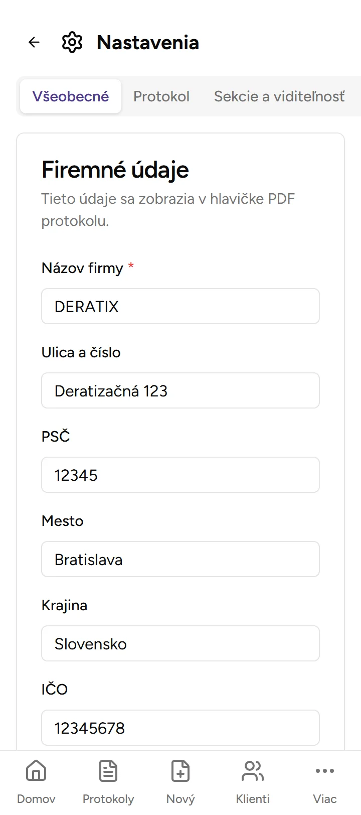 Nastavenia aplikácie - Mobile